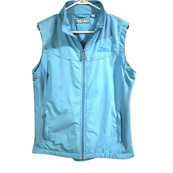 Kate Lord Womens Large Turquoise Blue S/L Lined Vest Full Zip -Zip Pockets SOFT - Picture 1 of 3